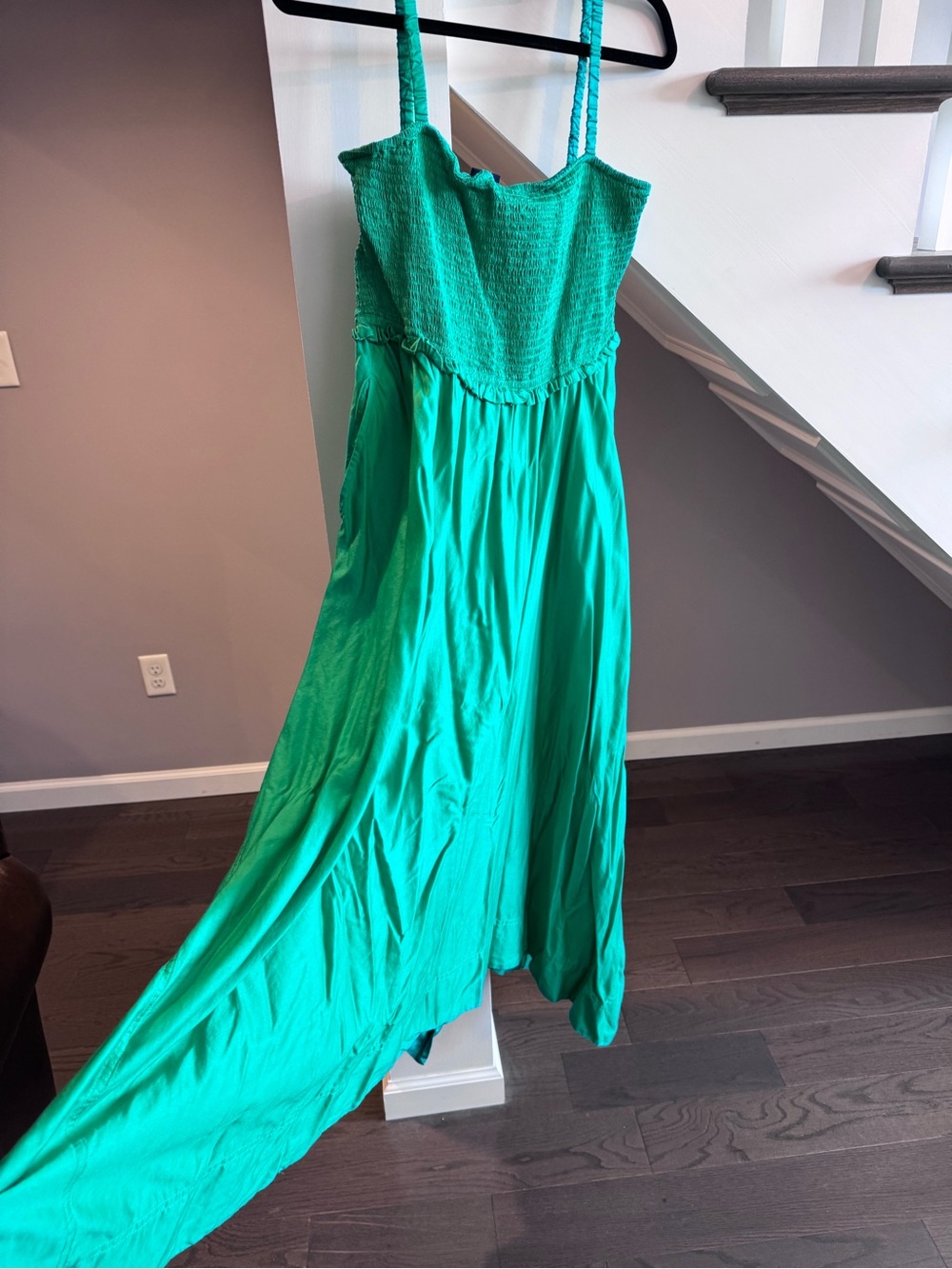 GAP Emerald Green Maxi Dress with Smocked Bodice